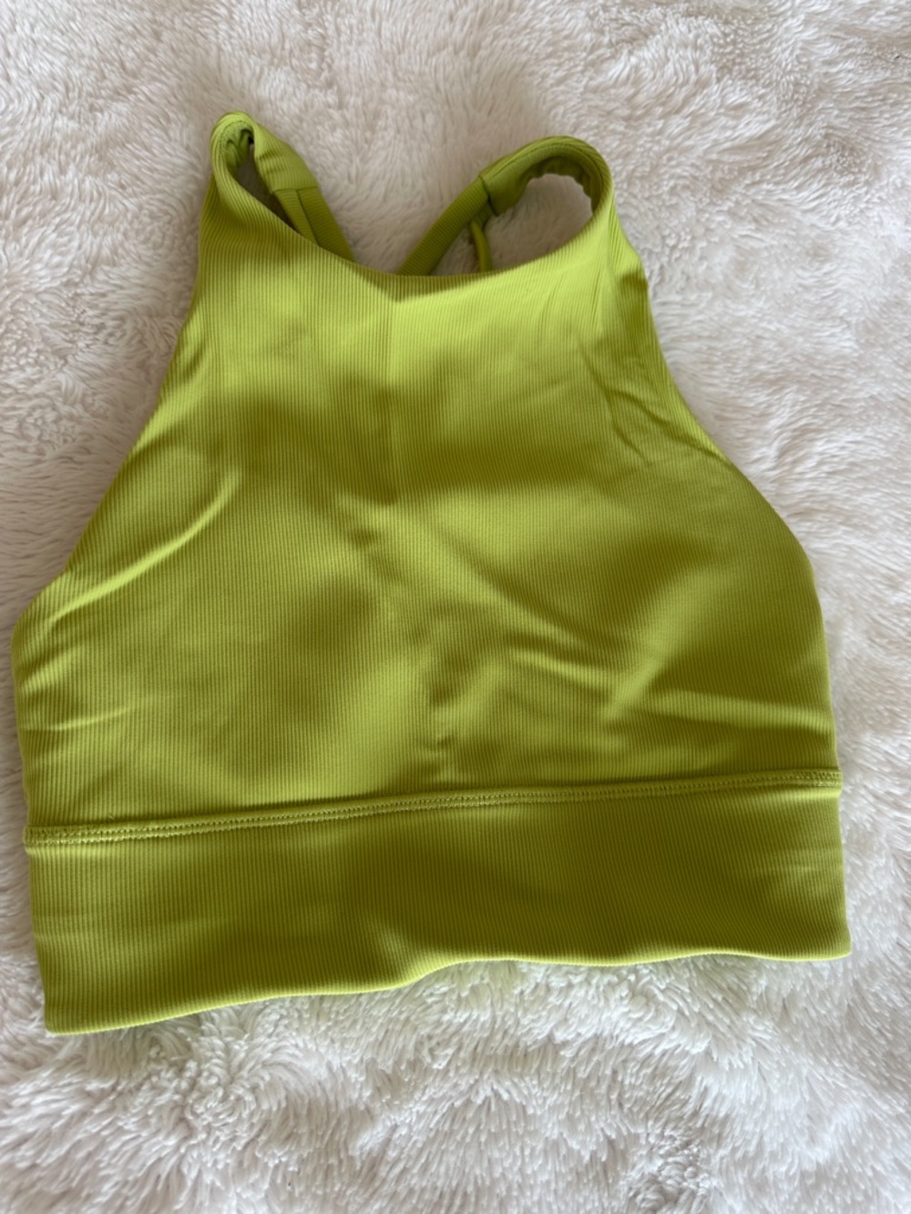 Lululemon Green Ribbed High Neck Sports Bra